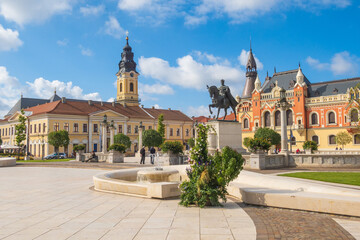 View of Unity Square in the old town of Oradea, Western Transylvania, Romania