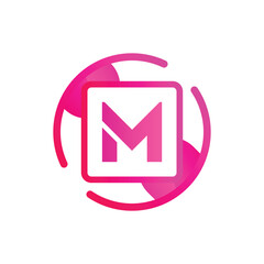 modern letter M abstract logo template, colorful, letter e logo for technology brand identity symbol mark design