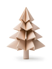 Fototapeta premium Origami paper Christmas fir tree isolated on white background isolated on white
