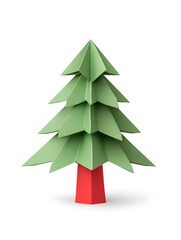 Obraz premium Origami paper Christmas fir tree isolated on white background isolated on white