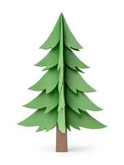 Obraz premium Origami paper Christmas fir tree isolated on white background isolated on white