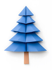 Fototapeta premium Origami paper Christmas fir tree isolated on white background isolated on white
