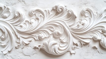 Decorative plastering finish with custom textures, close-up on white background.