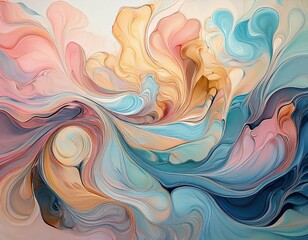 Fototapeta premium abstract ink swirls in pastel hues a vibrant art print