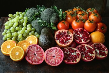 A Vibrant Still Life of Fresh Fruits and Vegetables