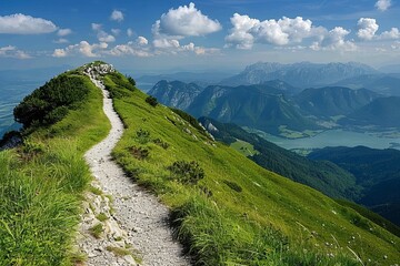 Fototapeta premium A picturesque path to a mountain summit, perfect for hiking enthusiasts