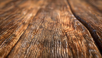 Fototapeta premium Close-up of beautifully textured wooden surface, showcasing rich grain patterns and warm tones in a natural setting.