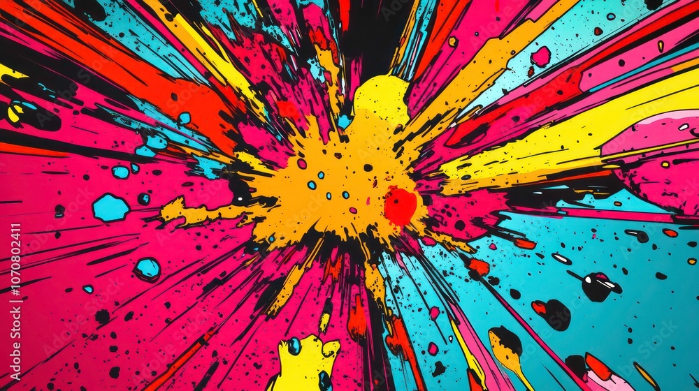 Poster Abstract explosion of colors radiating outward, creating a dynamic visual effect.