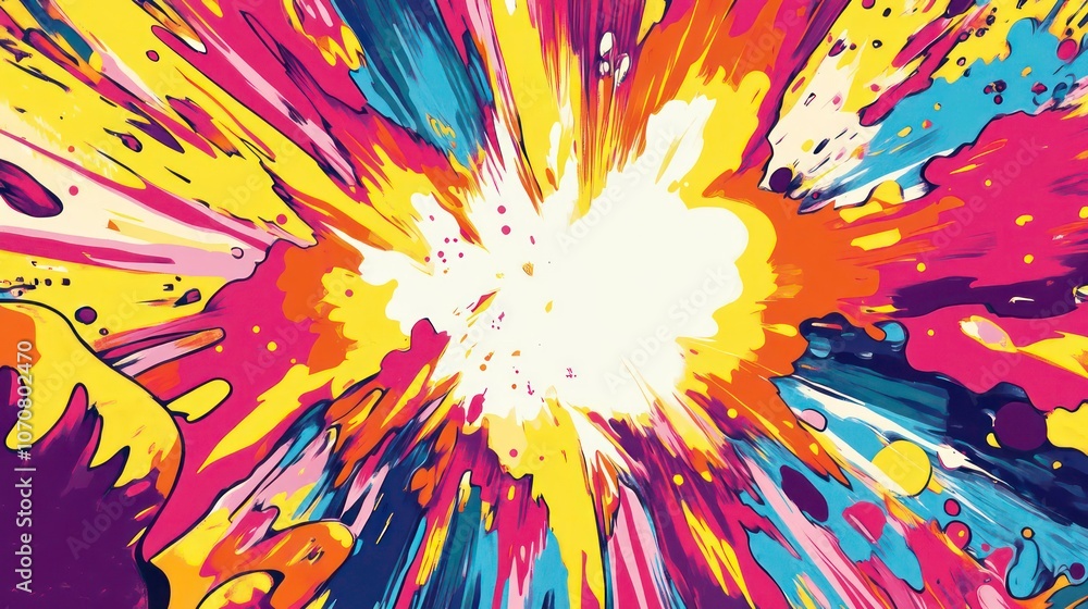 Poster A vibrant explosion of colors radiating outward, creating a dynamic and energetic visual effect.