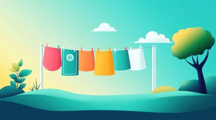 Fototapeta premium Eco-Friendly Outdoor Laundry Drying Line