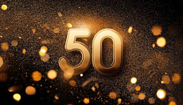 fancy gold black glitter sparkle 50th 50 wedding anniversary birthday background invite or golden christmas dance invitation