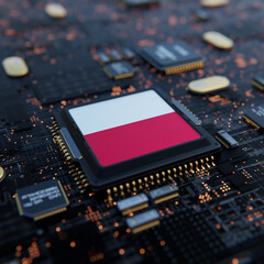 Flag of Polnd on a processor, CPU or Chip