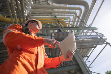 Petroleum engineer working at oil refinery site