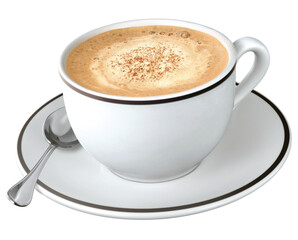 xícara com cappuccino cremoso isolado em fundo transparente