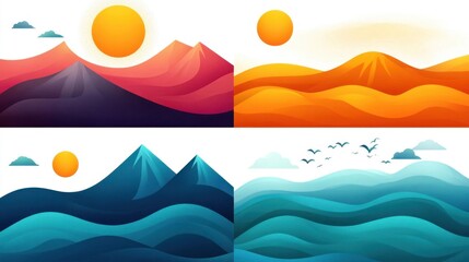 Four Elements Illustrated in Nature Landscapes