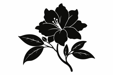 Azalea flower silhouette, Azalea vectot, Azalea silhouette black clipart	