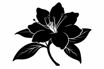 Azalea flower silhouette, Azalea vectot, Azalea silhouette black clipart	