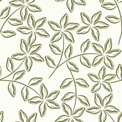 Flower garden wallpaper design vector prepared for textile printing. Seamless floral pattern with abstract hand drawn flower and leaf background elements in purple