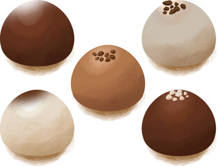 vector illustration of round valentine chocolates with various sprinkles on top