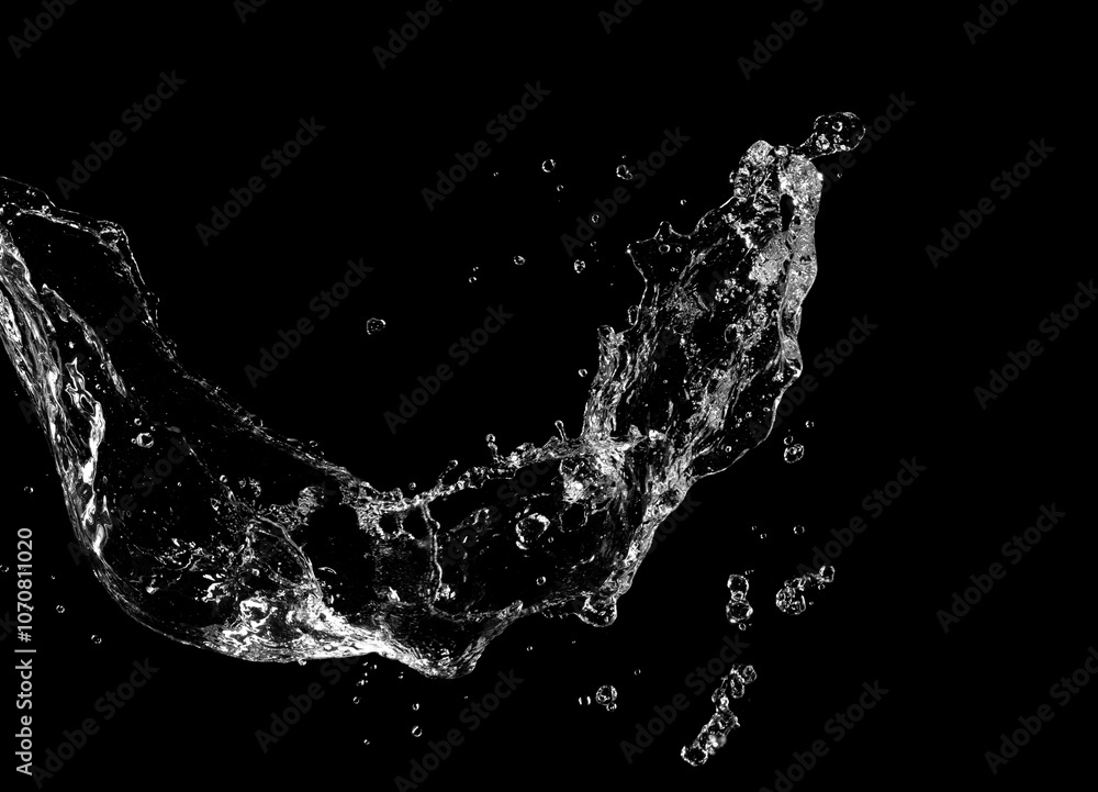 Wall mural Water Splash isolated On Black Background.
