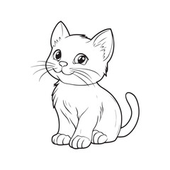 Naklejka premium Cute Cat Line Art Illustrations for Coloring and Creative Fun