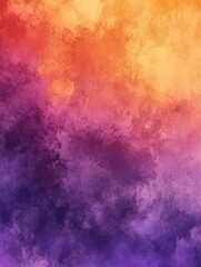 Fototapeta premium Vibrant Watercolor Background: Sunset Hues, showcasing a blend of orange, yellow, purple, and pink, symbolizing warmth, energy, creativity, tranquility, and transformation.