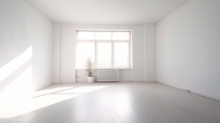 Obraz premium Bright Empty Room with Natural Light and Plant