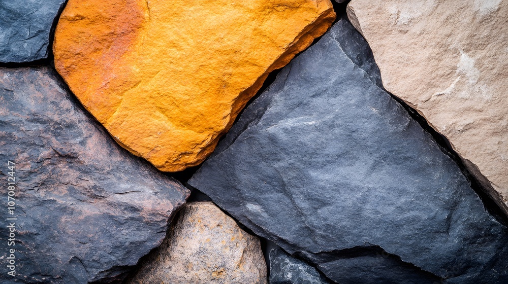 Poster background close-up of interlocking multicolored stones