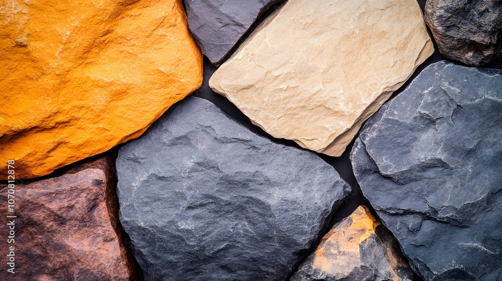 Poster background multicolored stone wall texture with irregular shapes