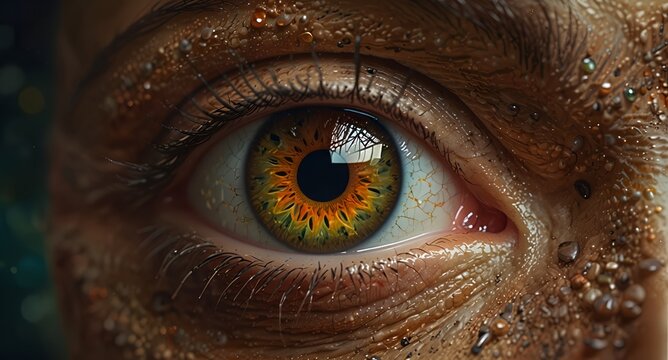 Monster ayes, frictional animal eyes close up