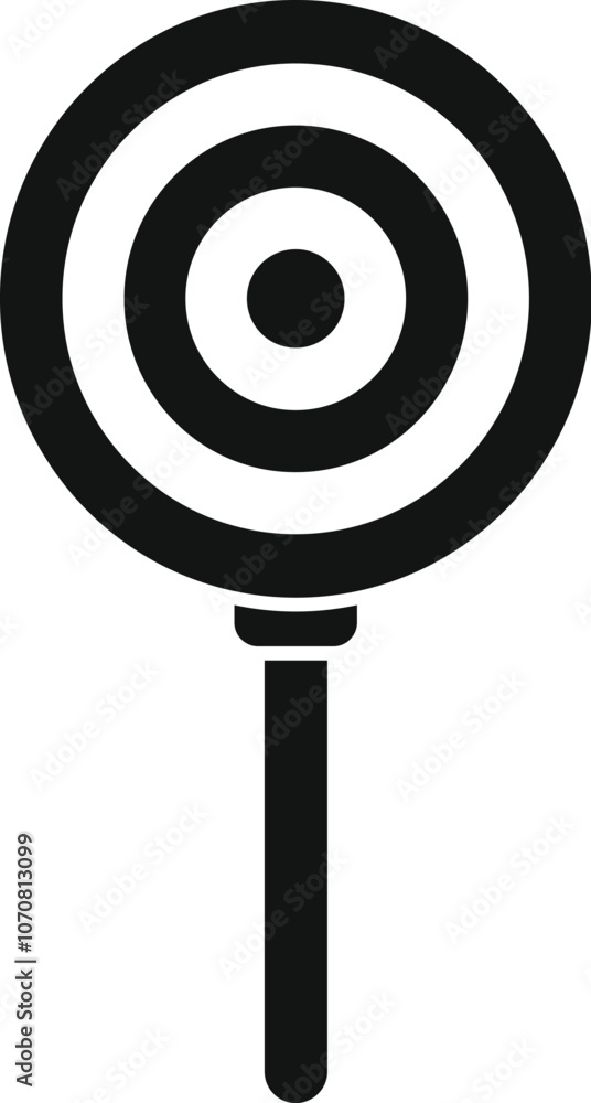 Poster simple black and white vector icon representing a round lollipop with concentric circles