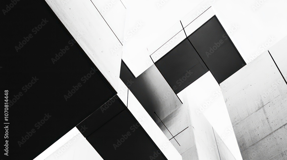 Aufkleber abstract composition of intersecting geometric shapes in contrasting black and white tones.