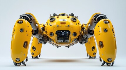 Robotic ocean explorer in yellow, designed for autonomous missions, white background.