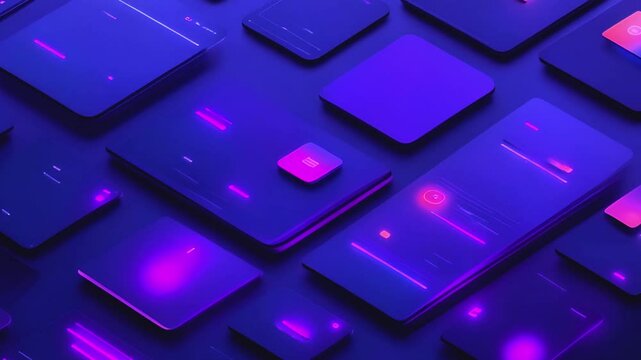 Modern UI UX digital interface with 3D data visualization neon template. futuristic technology background.
