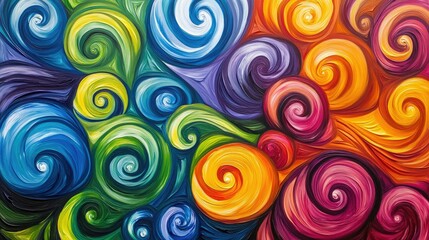 Vibrant swirls of color in abstract art