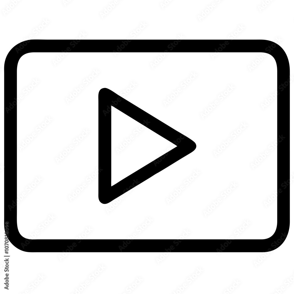Poster interface icon featuring a play button within a rectangular frame