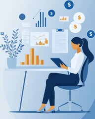 Fototapeta premium Data-driven financial analyst uses investment tools to boost business strategies