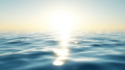 Obraz premium Expansive view of a cruise vessel moving through a tranquil sea, with sunlight reflecting off the water surface