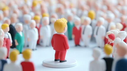 Leader stands out in crowd of supporters capturing attention and influence in business context