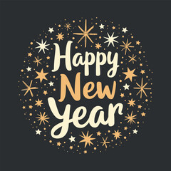 Happy New Year Typography T-Shirt Design Festive Holiday Celebration Tee