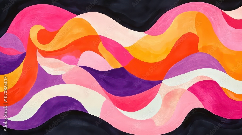 Poster Abstract waves in vibrant colors creating a dynamic and fluid visual composition.