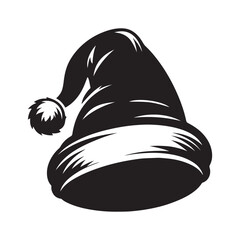 Santa’s Hat silhouette vector art black color design and solid white background 