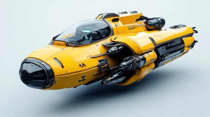 Yellow underwater technology vehicle, ready for ocean exploration, clean background.
