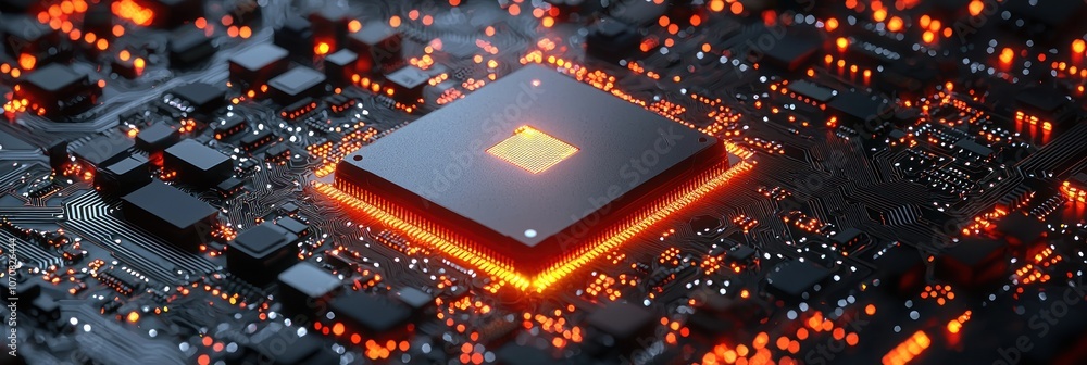Aufkleber Illuminated Processor Chip on a Circuit Board