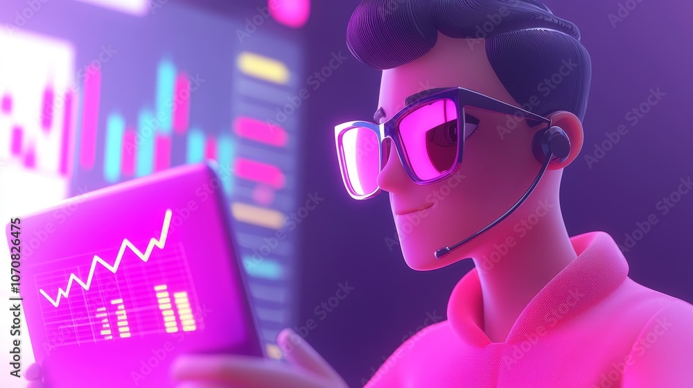 Poster engaging data analyst utilizes advanced technology for business insights and growth strategies