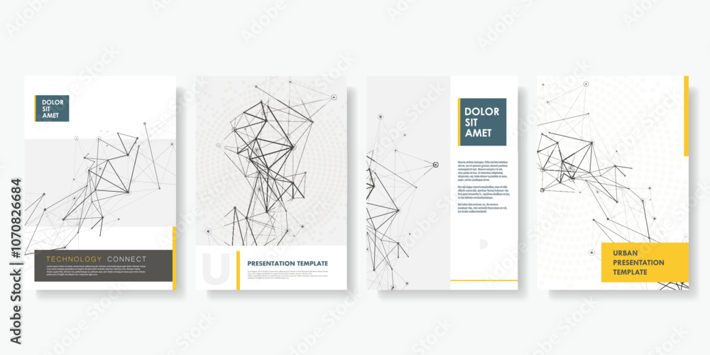 Poster abstract brochure design with geometric connect molecule. geometric template for magazine