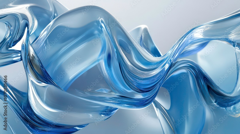 Aufkleber abstract flowing shapes in translucent blue, creating a sense of movement and elegance.