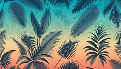 palm trees on blue background