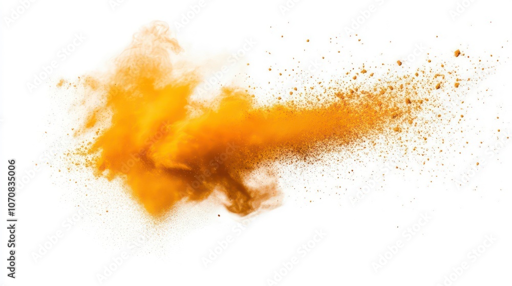 Poster a burst of golden powder creating a dynamic, artistic effect.