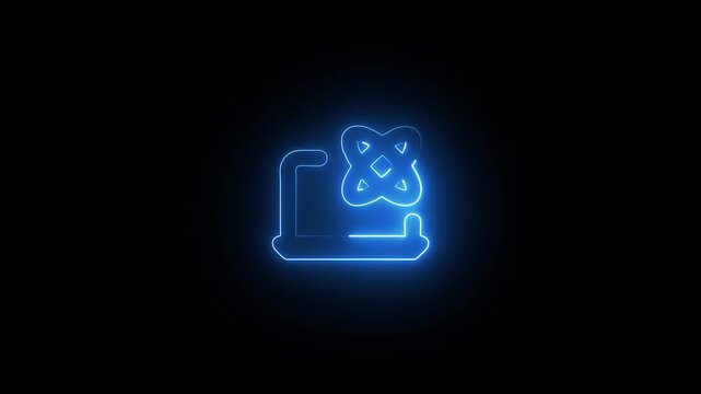 Glowing neon  Computer science icon isolated on black background. HD Video motion graphic animation